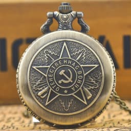 Retro Charm Neutral Fashion Soviet Arabic Numerals Literal Quartz Steampunk Pocket Watch Men's and Women's Necklace Pendant Gift