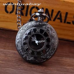 Vintage Bronze Necklace Pendant Quartz Pocket Watch, Birthday Jewelry Gift For Friends