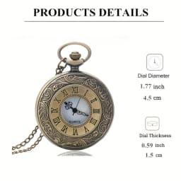 Vintage Bronze Necklace Pendant Quartz Pocket Watch, Birthday Jewelry Gift For Friends