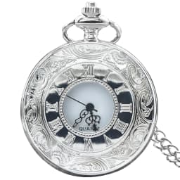 Retro Charm Neutral Fashion Hollow Roman Digital Carving Quartz Pocket Watch Steampunk Men's and Women's Necklace Pendant Gift