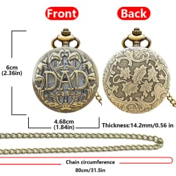 Retro Charm Neutral Fashion Hollow Dad Carving Quartz Steampunk Pocket Watch Necklace Pendant Gift for Father