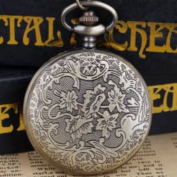 Bronze gear design Quartz pocket watch Unisex fashion Arabic digital men's Watch Necklace Pendant timepiece gift