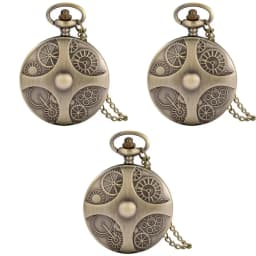 Bronze gear design Quartz pocket watch Unisex fashion Arabic digital men's Watch Necklace Pendant timepiece gift