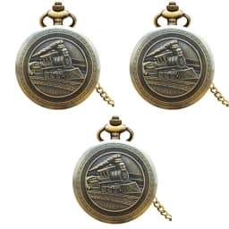 Vintage Bronze Clamshell Creative Locomotive Carved Necklace Quartz Pocket Watch Gift For Male And Female Students