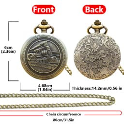 Vintage Bronze Clamshell Creative Locomotive Carved Necklace Quartz Pocket Watch Gift For Male And Female Students