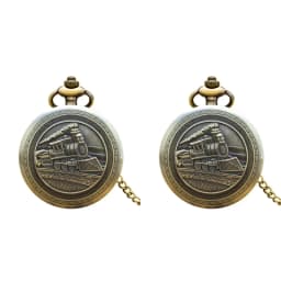 Vintage Bronze Clamshell Creative Locomotive Carved Necklace Quartz Pocket Watch Gift For Male And Female Students