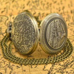 Vintage Bronze Clamshell Creative Locomotive Carved Necklace Quartz Pocket Watch Gift For Male And Female Students
