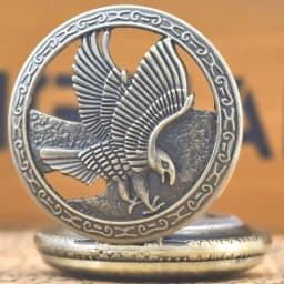 Retro Charm Neutral Fashion Hollow Eagle Carving Quartz Pocket Watch Steampunk Men's and Women's Necklace Pendant Gift