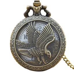 Retro Charm Neutral Fashion Hollow Eagle Carving Quartz Pocket Watch Steampunk Men's and Women's Necklace Pendant Gift