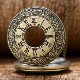 Vintage Bronze Quartz Pocket Watch Roman Numerals Scale Pendant Necklace Chain Clock Gift for Men Women Collectible Accessory