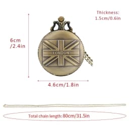 Vintage Bronze London Quartz Pocket Watch Arabic Numerals Face Nostalgic Necklace Pendant Gift Series