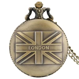Vintage Bronze London Quartz Pocket Watch Arabic Numerals Face Nostalgic Necklace Pendant Gift Series
