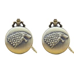Retro Charm Neutral Fashion Wolf Head Carving Quartz Pocket Watch Steampunk Men's and Women's Necklace Pendant Gift