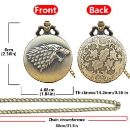 Retro Charm Neutral Fashion Wolf Head Carving Quartz Pocket Watch Steampunk Men's and Women's Necklace Pendant Gift