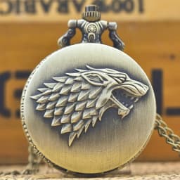 Retro Charm Neutral Fashion Wolf Head Carving Quartz Pocket Watch Steampunk Men's and Women's Necklace Pendant Gift