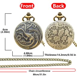 Retro Charm Neutral Fashion Three Headed Dragon Carving Quartz Steampunk Pocket Watch Men's And Women's Necklace Pendant Gift