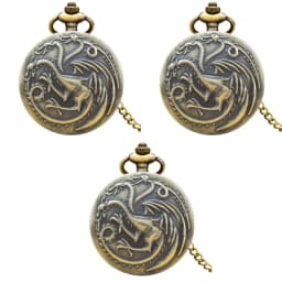 Retro Charm Neutral Fashion Three Headed Dragon Carving Quartz Steampunk Pocket Watch Men's And Women's Necklace Pendant Gift