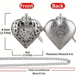 Retro Charm Neutral Fashion Heart Shaped Hollow Small Quartz Steampunk Pocket Watch Men's and Women's Necklace Pendant Gift