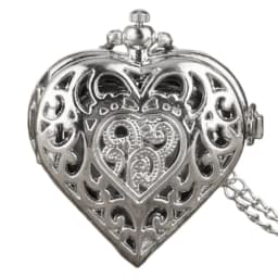 Retro Charm Neutral Fashion Heart Shaped Hollow Small Quartz Steampunk Pocket Watch Men's and Women's Necklace Pendant Gift