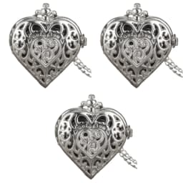 Retro Charm Neutral Fashion Heart Shaped Hollow Small Quartz Steampunk Pocket Watch Men's and Women's Necklace Pendant Gift