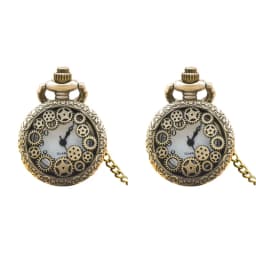 Vintage Bronze Steampunk Gear Carving Small Pocket Quartz Pocket Watch Necklace Pendant Clock Chain Men's and Women's Gifts