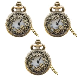 Vintage Bronze Steampunk Gear Carving Small Pocket Quartz Pocket Watch Necklace Pendant Clock Chain Men's and Women's Gifts