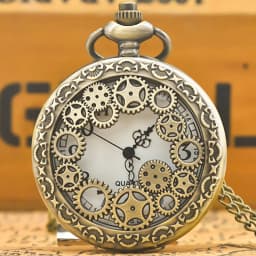 Retro Charm Neutral Fashion Hollow Gear Carving Quartz Steampunk Pocket Watch Men's and Women's Necklace Pendant Gift