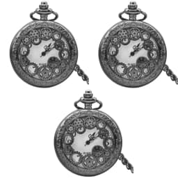 Retro Charm Neutral Fashion Hollow Gear Carving Quartz Steampunk Pocket Watch Men's and Women's Necklace Pendant Gift