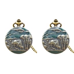Vintage Charm Neutral Fashion Elephant Group Carving Quartz Steampunk Pocket Watch Men's and Women's Necklace Pendant Gift