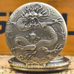 Vintage Charm And Domineering Eastern Dragon Carved Quartz Steampunk Pocket Watch, Men's And Women's Necklace Pendant Gift