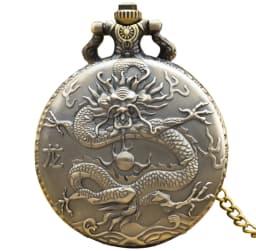 Vintage Charm And Domineering Eastern Dragon Carved Quartz Steampunk Pocket Watch, Men's And Women's Necklace Pendant Gift