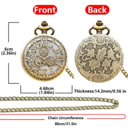 Retro Charm Neutral Fashion Hollow Gear Carving Quartz Steampunk Pocket Watch Women's and Men's Necklace Pendant Gift