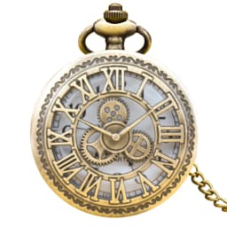 Retro Charm Neutral Fashion Hollow Gear Carving Quartz Steampunk Pocket Watch Women's and Men's Necklace Pendant Gift
