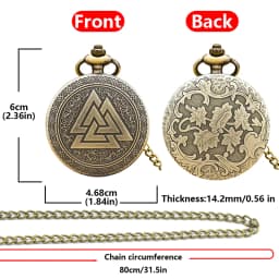 Retro Charm Neutral Fashion Viking Style Carving Quartz Steampunk Pocket Watch Men's and Women's Necklace Pendant Gift