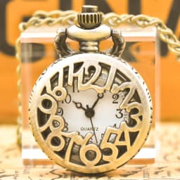 Bronze Delicate Compact Arabic Numerals Clamshell Pocket Watch Necklace Small Pocket Watch Gift Pocket Cheap Children's Toys