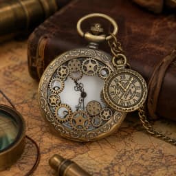 Steampunk Hollow Gear Quartz Pocket Watch Antique Bronze Pocket Watch with Pendant &Necklace Chain Men Collectible Birthday Gift