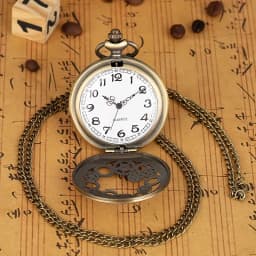 Steampunk Hollow Gear Quartz Pocket Watch Antique Bronze Pocket Watch with Pendant &Necklace Chain Men Collectible Birthday Gift
