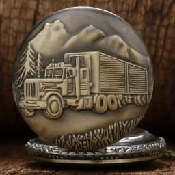 Bronze Big Truck Necklace Quartz Pocket Watch - Vintage Nostalgic Design, Perfect Holiday Gift for Teens