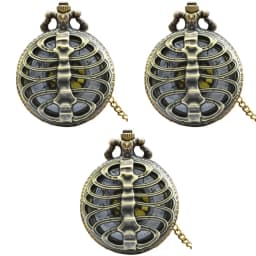 Retro Charm Fashion Hollow out Large Skeleton Carving Gold Faced Quartz Pocket Watch Steampunk Men's and Women's Necklace Pendan