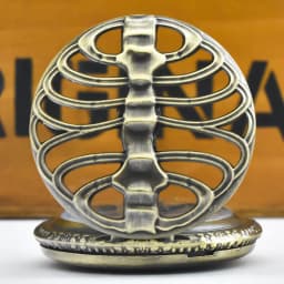 Retro Charm Fashion Hollow out Large Skeleton Carving Gold Faced Quartz Pocket Watch Steampunk Men's and Women's Necklace Pendan