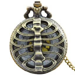 Retro Charm Fashion Hollow out Large Skeleton Carving Gold Faced Quartz Pocket Watch Steampunk Men's and Women's Necklace Pendan