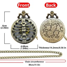 Retro Charm Fashion Hollow out Large Skeleton Carving Gold Faced Quartz Pocket Watch Steampunk Men's and Women's Necklace Pendan