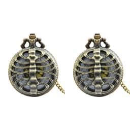 Retro Charm Fashion Hollow out Large Skeleton Carving Gold Faced Quartz Pocket Watch Steampunk Men's and Women's Necklace Pendan