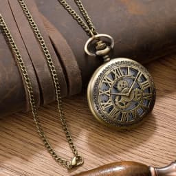 2026 New Antique Steampunk Vintage Roman Numerals Quartz Pocket Watch Bronze Case Necklace Pendant Clock Chain Mens Women