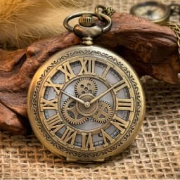 2026 New Antique Steampunk Vintage Roman Numerals Quartz Pocket Watch Bronze Case Necklace Pendant Clock Chain Mens Women