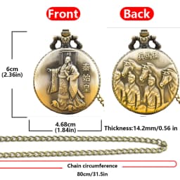 Retro Charm China Qin Shihuang and Terra Cotta Warriors Carved Quartz Pocket Watch Steam Punk Unisex Necklace Pendant Gift