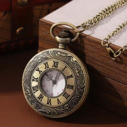 2026 Vintage Bronze Romantic English Vintage Classic Pattern Pocket Watch Roman Numerals Antique Pocket Watch Father's Day Gift