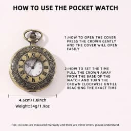 2026 Vintage Bronze Romantic English Vintage Classic Pattern Pocket Watch Roman Numerals Antique Pocket Watch Father's Day Gift
