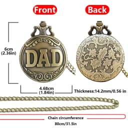 Retro Charm Neutral Fashion Hollow Dad Carving Quartz Steampunk Pocket Watch Necklace Pendant Gift for Father
