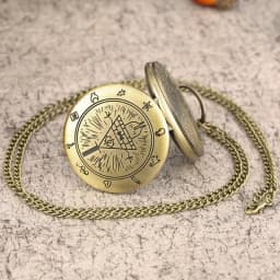 Vintage Bronze Bill Cipher Quartz Pocket Watch Pendant Necklace - Perfect Gift for Women!